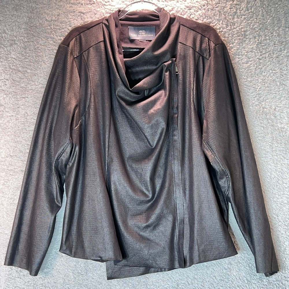 Tart Collections Embossed Faux Leather Moto Jacket Women's 3X Draped Grunge